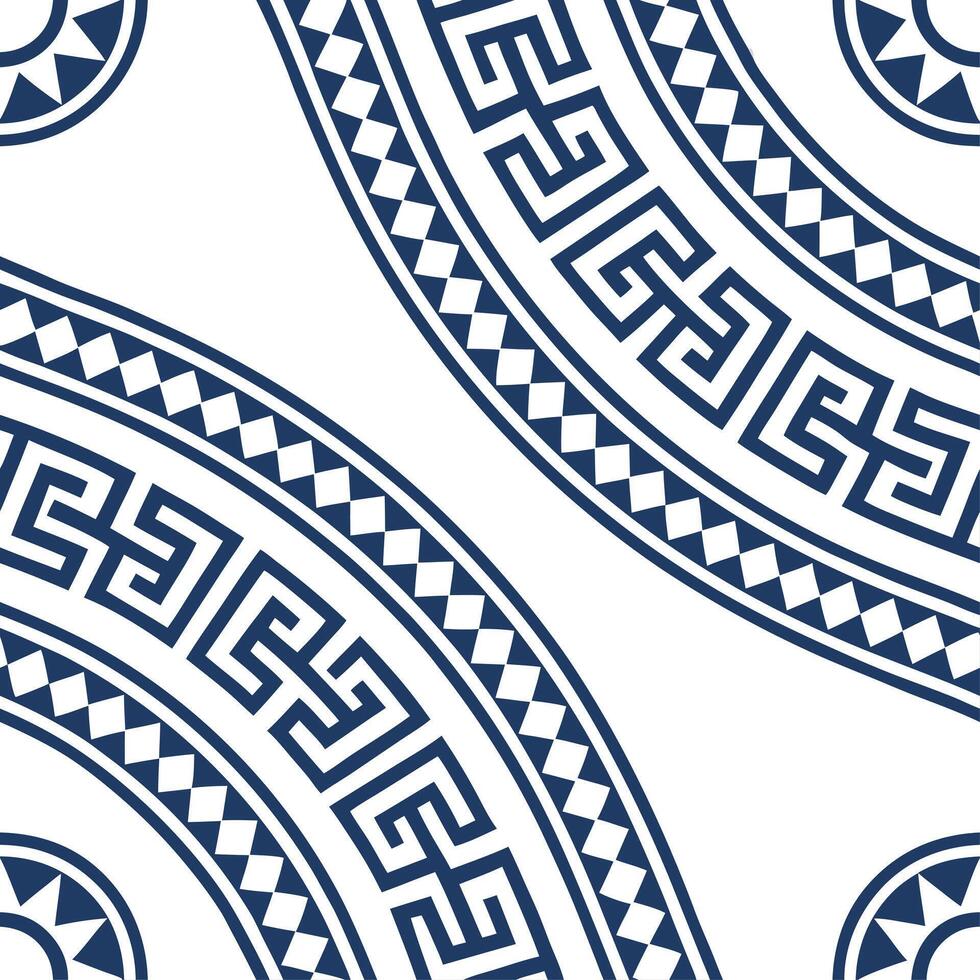 Greek Meander seamless tile pattern with blue and white tones and traditional patterns for coastal decor concept as Blue and white Greek meander patterns arranged seamlessly for co Dynamics vector