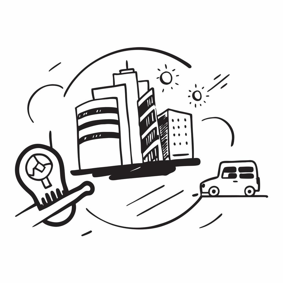 Green transportation icon and corporate building concept as A green transportation icon paired with a corporate building representing eco friendly commuting and corporate infrastru Dynamics vector