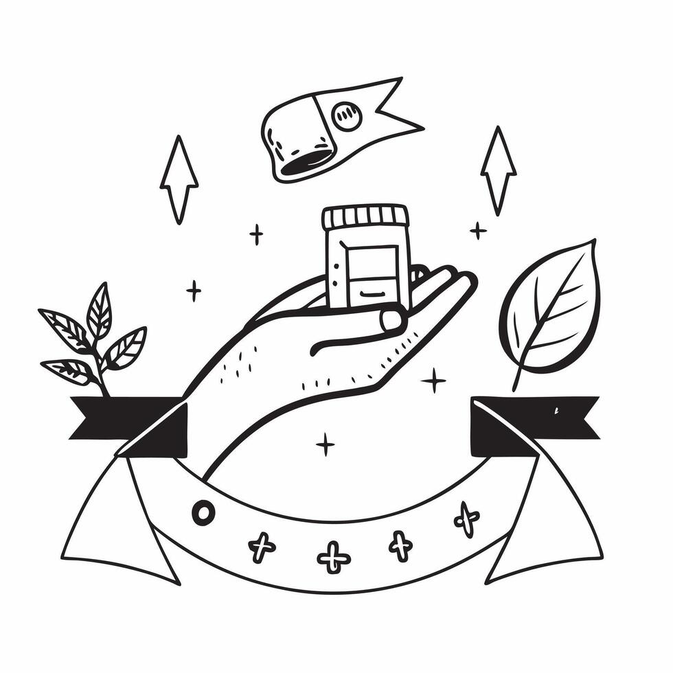 Hand holding a cut leaf in front of a recycling plant concept as A hand holding a cut leaf in front of a recycling plant emphasizing corporate social responsibility in waste manage Dynamics vector