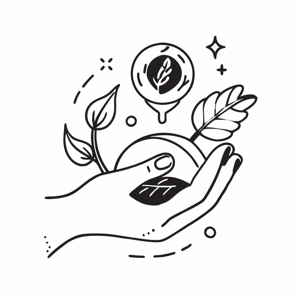 Hand holding a cut leaf with a CSR logo concept as A hand holding a cut leaf with a CSR logo in the background representing corporate social responsibility branding and commitment Dynamics vector