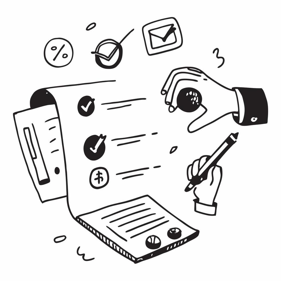 Hand Signing Contract with Holographic Agreement Icon and Signature Icon concept as A photo depicting a hand signing a contract with a glossy glowing holographic agreement icon and Dynamics Set 12 vector