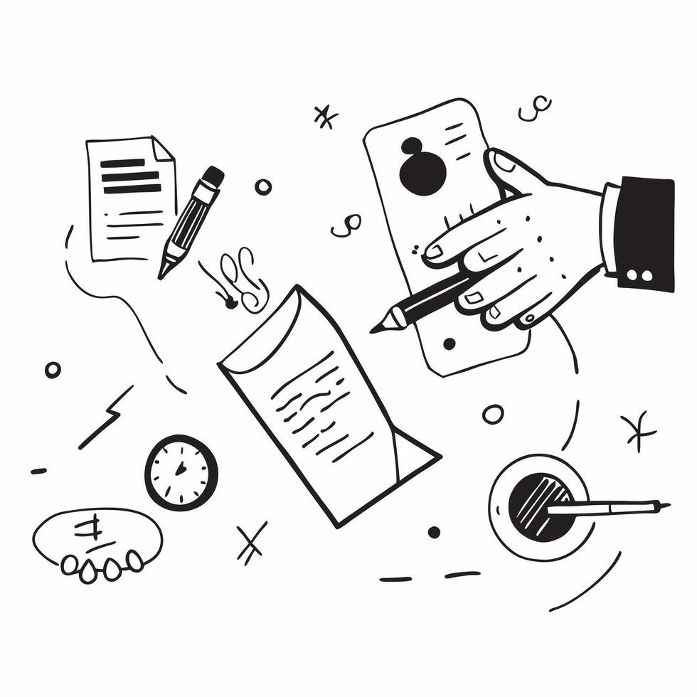 Hand Signing Contract with Holographic Agreement Icon and Signature Icon concept as A photo depicting a hand signing a contract with a glossy glowing holographic agreement icon and Dynamics Set 22 vector