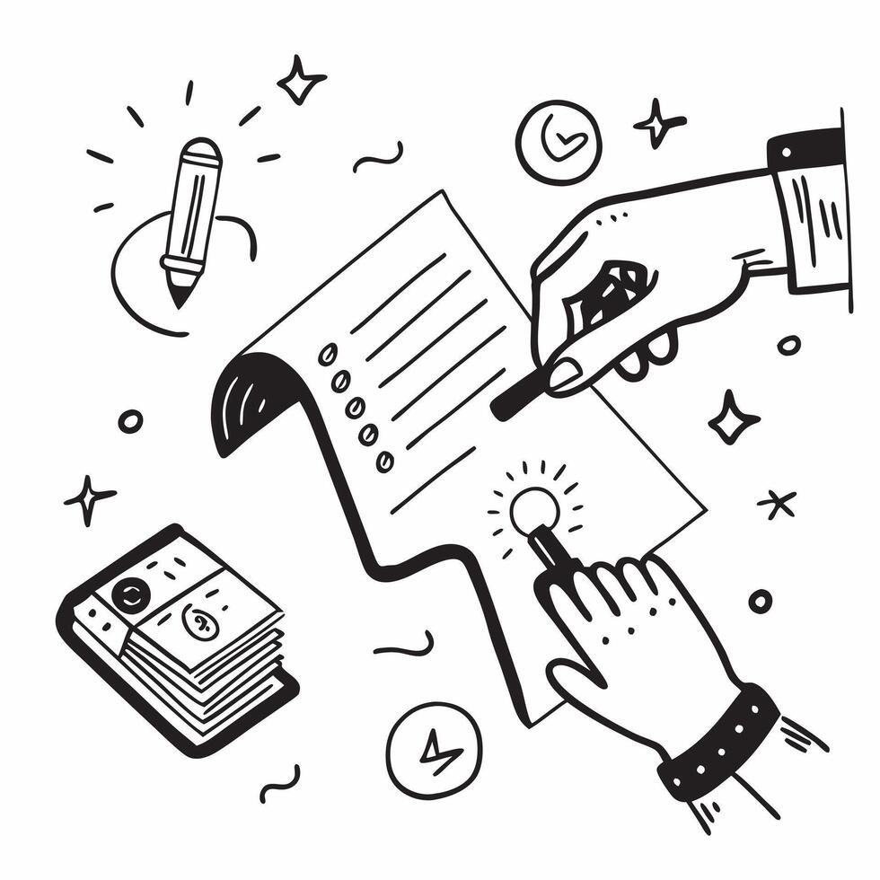 Hand Signing Contract with Holographic Agreement Icon and Signature Icon concept as A photo depicting a hand signing a contract with a glossy glowing holographic agreement icon and Dynamics Set 19 vector