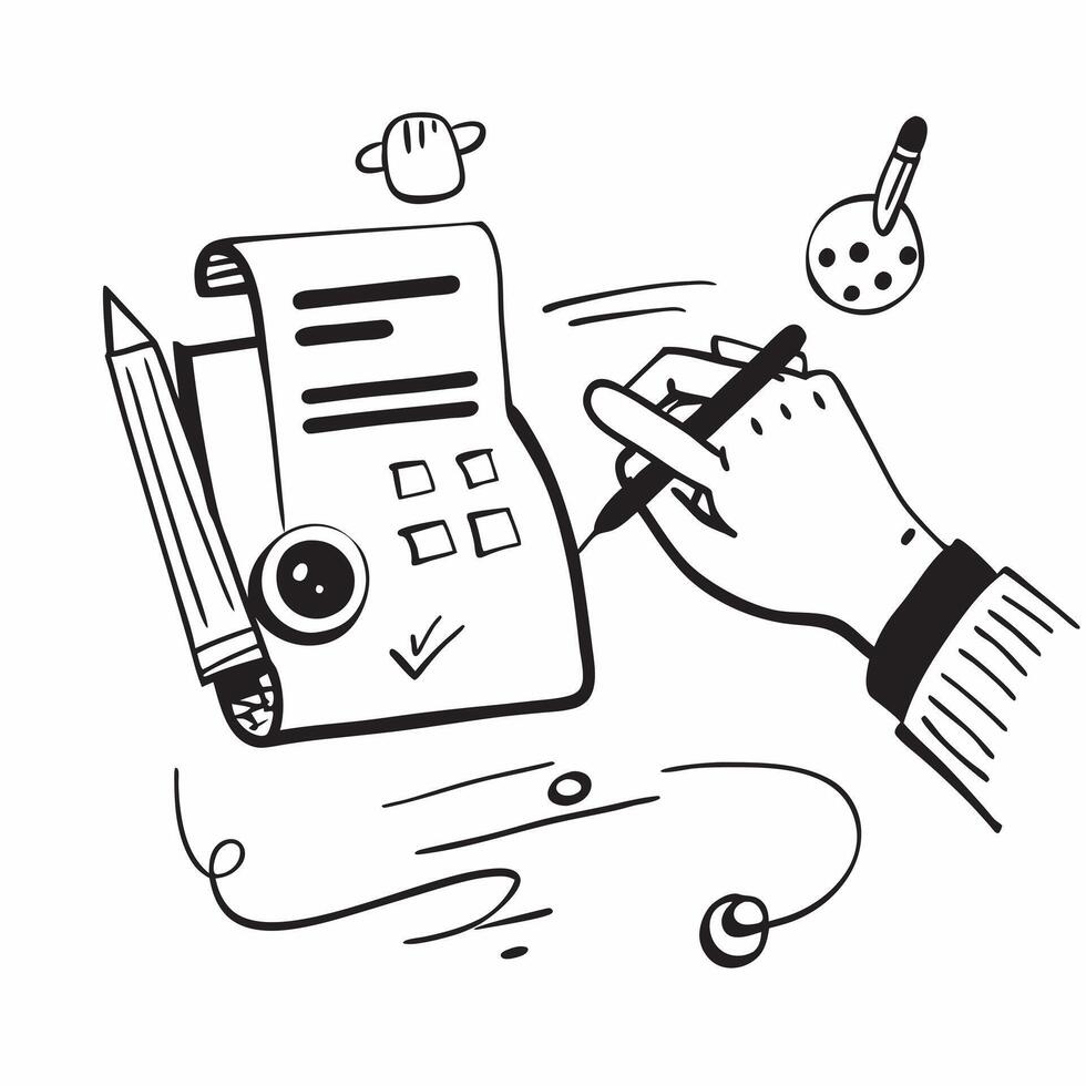 Hand Signing Contract with Holographic Agreement Icon and Signature Icon concept as A photo depicting a hand signing a contract with a glossy glowing holographic agreement icon and Dynamics Set 39 vector