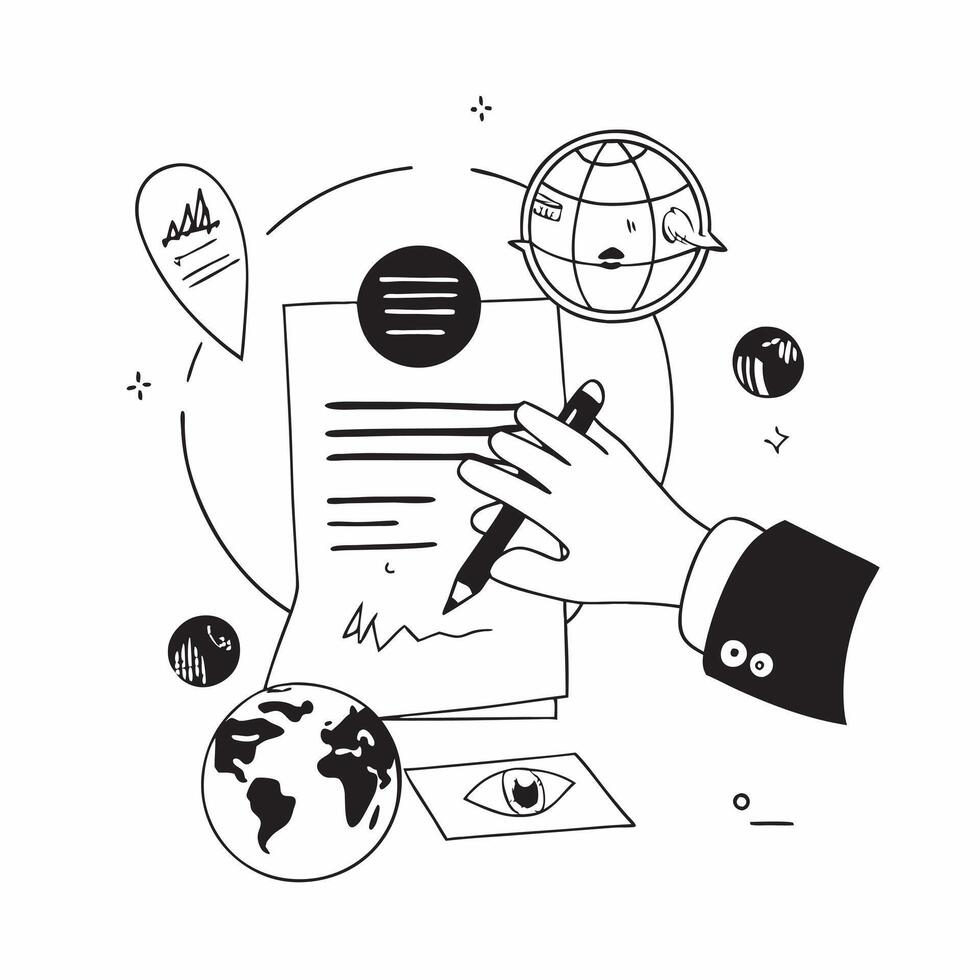 Hand Signing Contract with Holographic Agreement Icon and Signature Icon concept as A photo depicting a hand signing a contract with a glossy glowing holographic agreement icon and Dynamics Set 48 vector