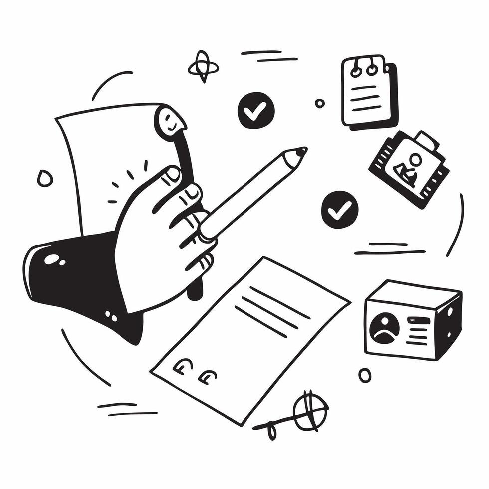 Hand signing contract with holographic privacy and security icons concept as Camera movement Zoom in on the hand signing the contract with holographic privacy and security icons fl Dynamics vector