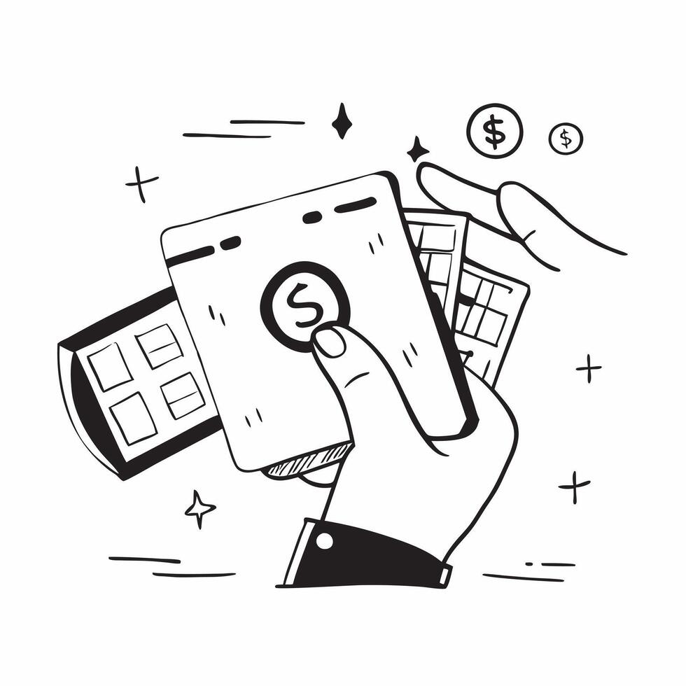 Hand with Holographic Calculator and Dollar Bills concept as A photo depicting a hand holding a holographic calculator and dollar bills The elements are vivid against a neutral ba Dynamics vector