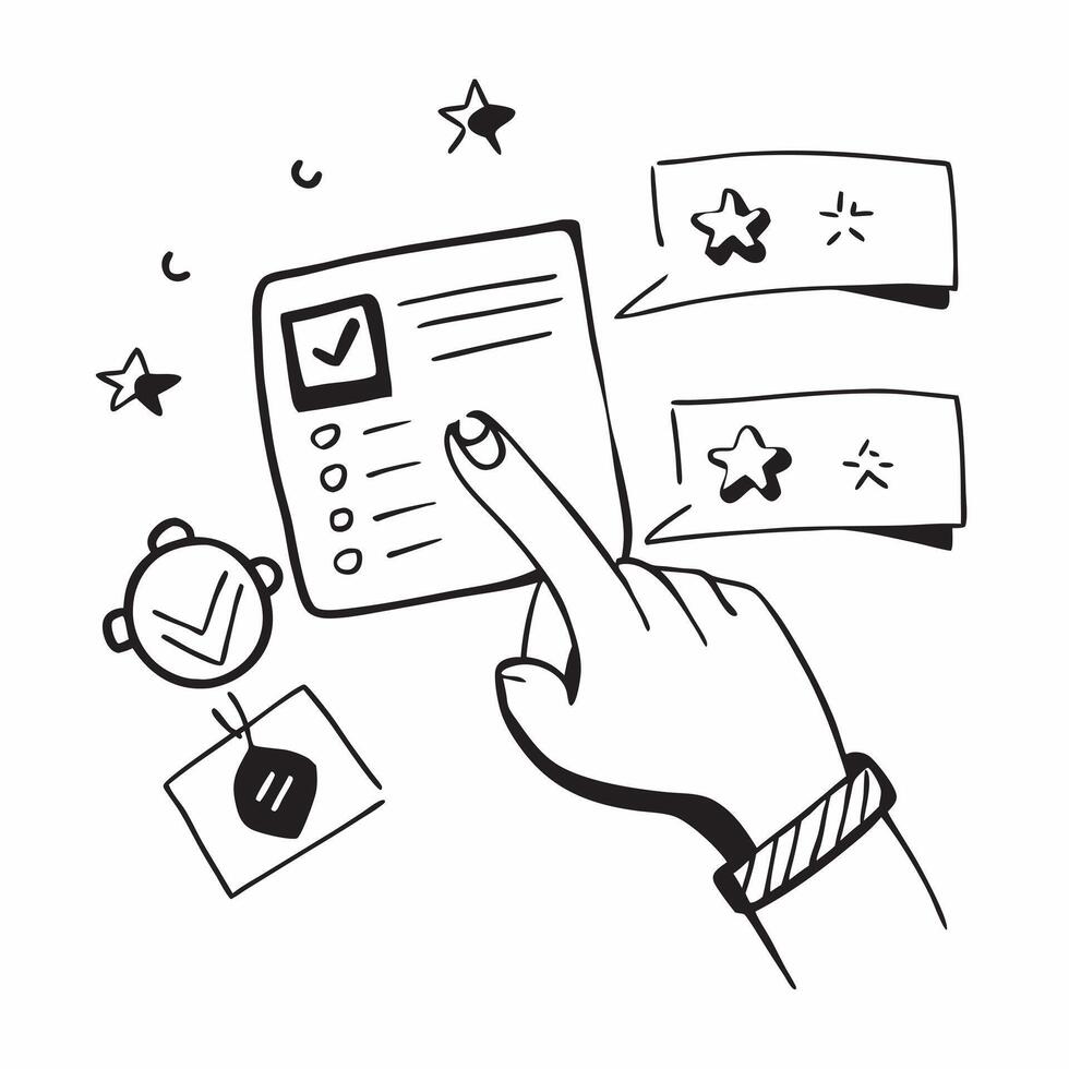 Hand with Holographic Meeting Evaluation and Feedback Form concept as A photo depicting a hand holding a holographic meeting evaluation icon and a feedback form The hand is positi Dynamics vector