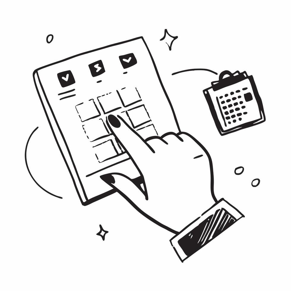 Hand with Holographic Meeting Planner and Calendar concept as A photo featuring a hand displaying a holographic meeting planner icon and a calendar The hand is positioned towards Dynamics vector
