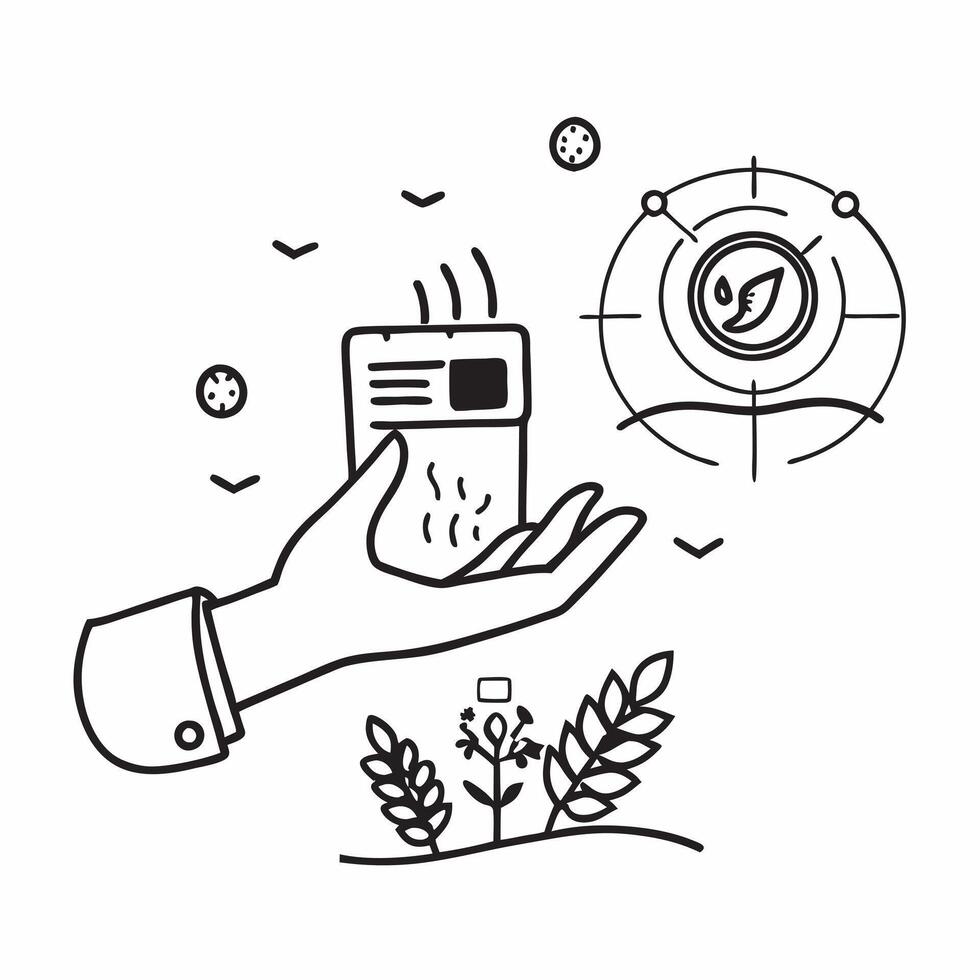Hand with Holographic Smart Agriculture and Crop Management concept as A photo featuring a hand displaying a holographic smart agriculture system and crop management icon The hand Dynamics vector