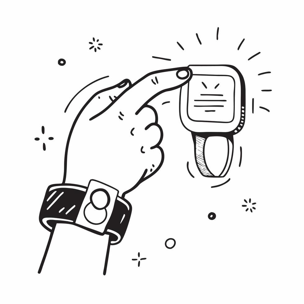 Hand with Holographic Smart Wearables and Fitness Tracker concept as A photo depicting a hand holding a holographic smart wearables and a fitness tracker The hand is positioned to Dynamics vector