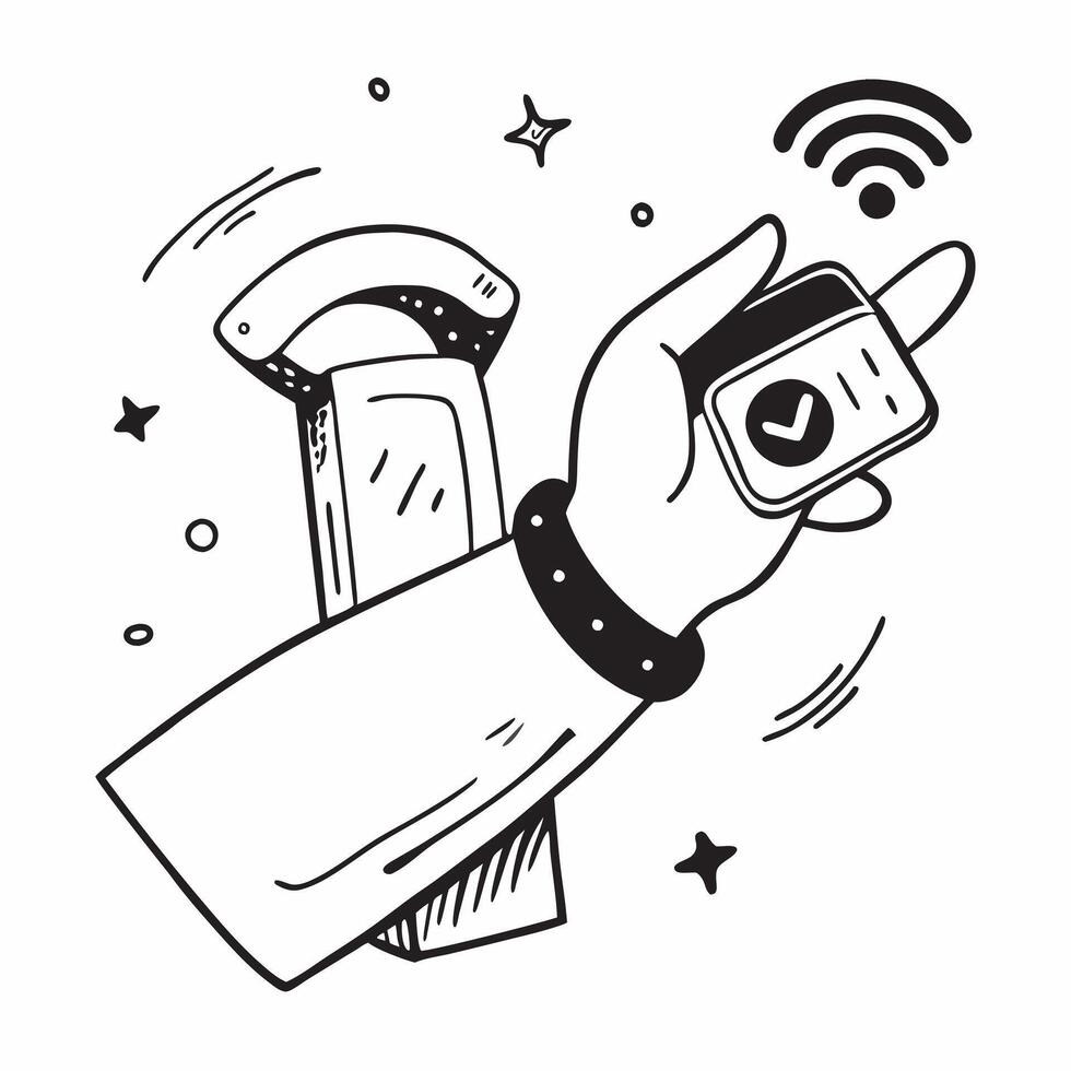 Hand with Holographic Smartwatch and Wi Fi Symbol concept as A photo featuring a hand displaying a holographic smartwatch and a Wi Fi symbol The hand is positioned towards the rig Dynamics vector