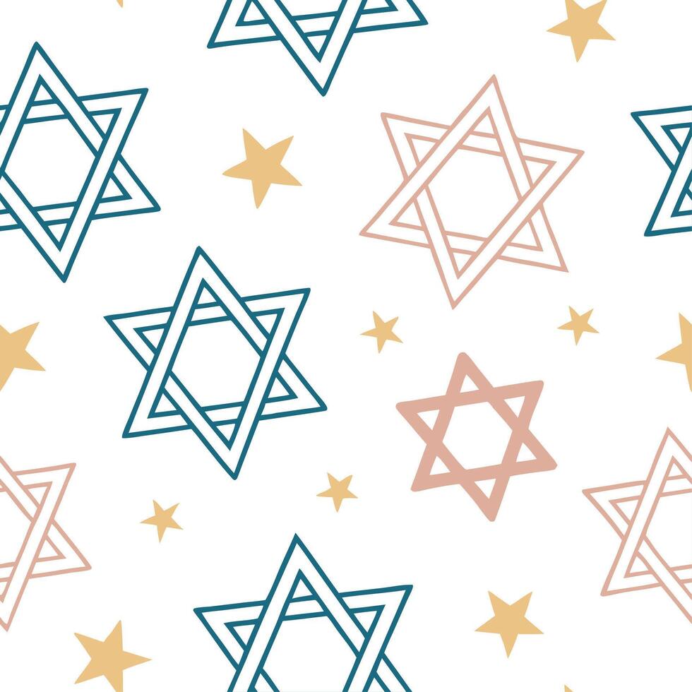 Hanukkah stars seamless pattern with a mix of bright and pastel tones for a soft serene holiday effect concept as Soft Hanukkah stars pattern with bright and pastel tones for a cal Dynamics vector