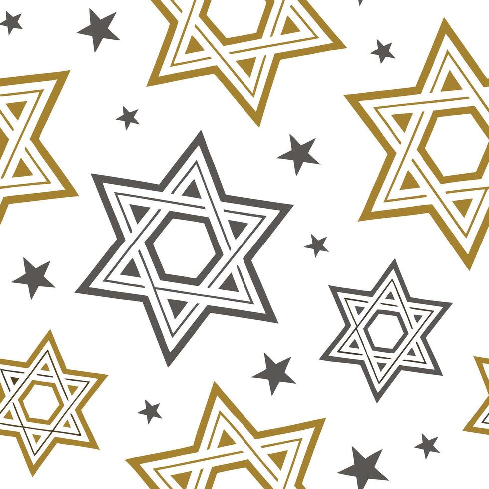 Hanukkah stars seamless pattern with bold gold and silver elements for a glamorous festive design concept as Glamorous Hanukkah stars pattern with bold gold and silver elements for Dynamics Set 2 vector