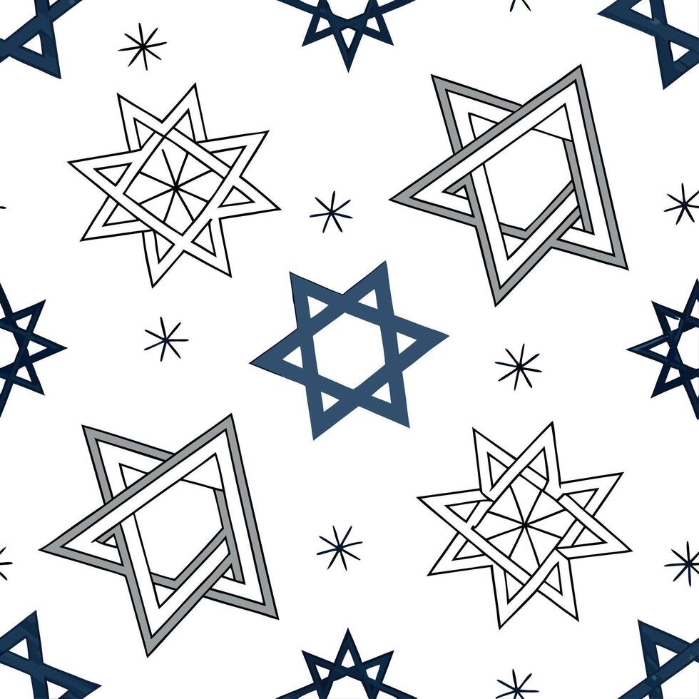 Hanukkah stars seamless pattern with bold gold and silver elements for a glamorous festive design concept as Glamorous Hanukkah stars pattern with bold gold and silver elements for Dynamics vector