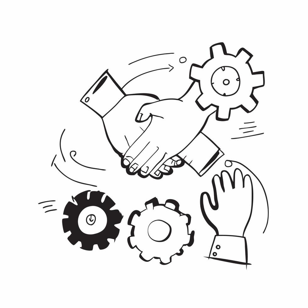 Happy team collaboration concept as A happy team collaboration blended with gear imagery symbolizing teamwork and productivity in the workplace Ideal for corporate and motivationa Dynamics vector