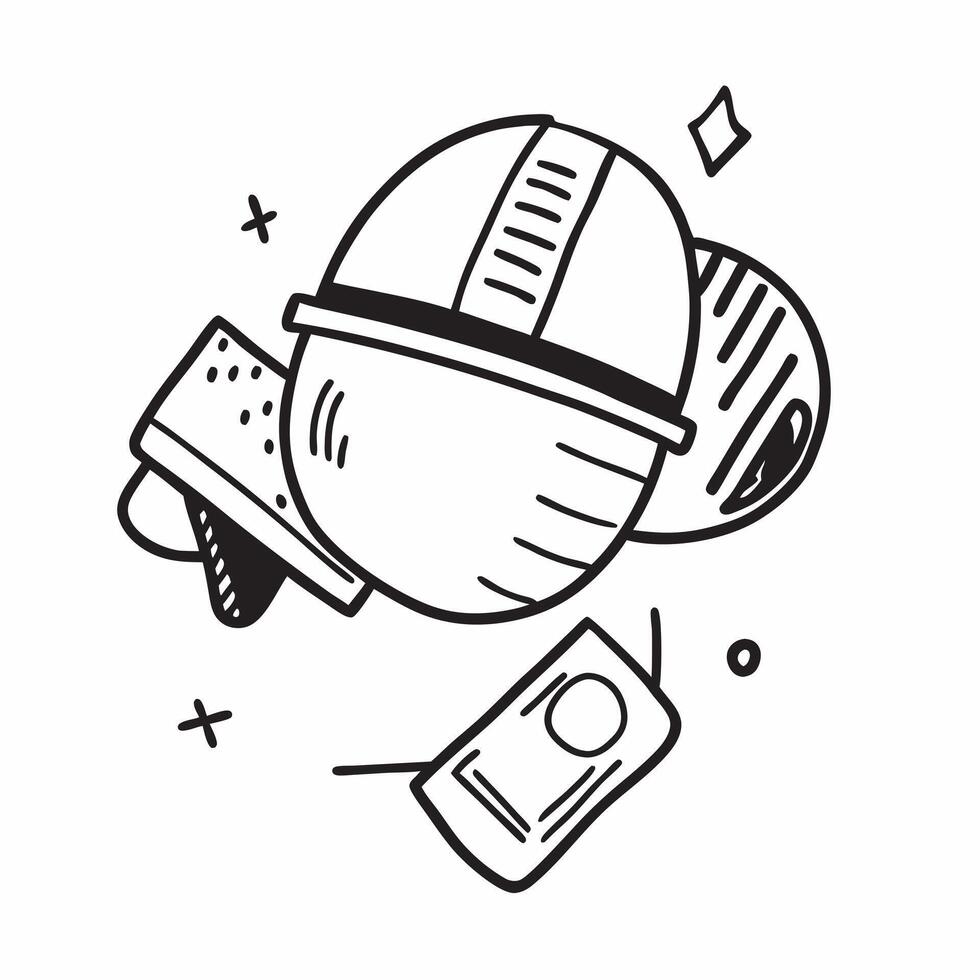 Hard hat and production equipment concept as A hard hat paired with production equipment symbolizing the essential head protection in manufacturing settings ideal for isolated vect Dynamics vector
