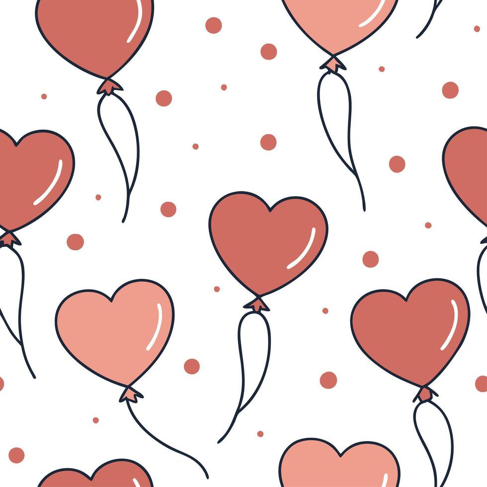 Heart balloons seamless tile pattern with floating hearts and vibrant colors for playful Valentines decor concept as Floating hearts and vibrant colors arranged seamlessly for play Dynamics vector
