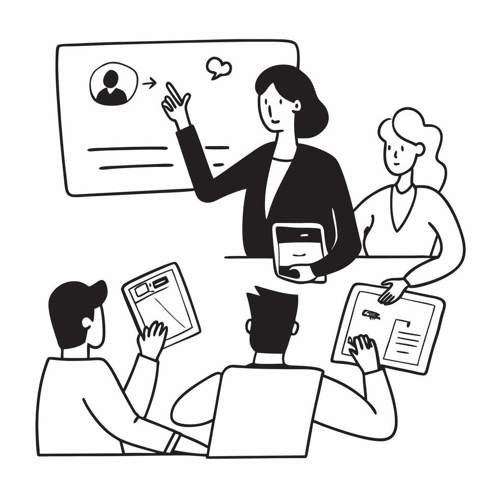 HR manager conducting a hybrid wellness workshop concept as An HR manager conducting a hybrid wellness workshop with employees onsite and remote highlighting health and well being Dynamics vector