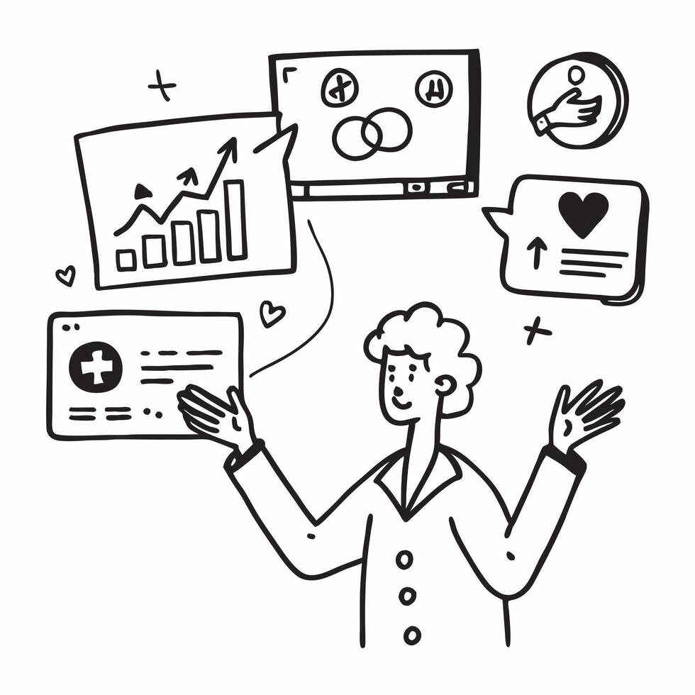 HR manager with wellness program concept as An HR managers profile blended with wellness program icons representing commitment to employee well being Ideal for corporate and ESG a Dynamics vector