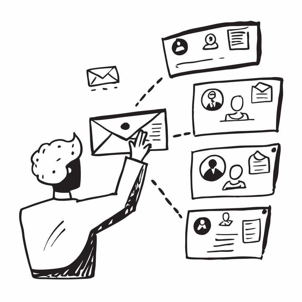 HR manager with email invitations concept as An HR managers profile blended with email invitations symbolizing efficient communication and event planning through emails Ideal for Dynamics vector