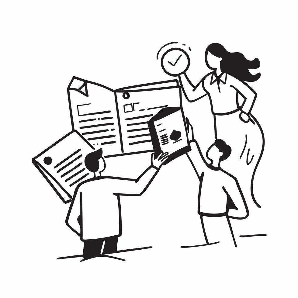 HR team with onboarding materials concept as An HR teams profile combined with onboarding materials symbolizing new hire integration during a company open house Ideal for HR and c Dynamics vector