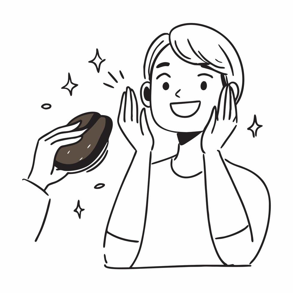Influencer demonstrating a mockup charcoal mask concept as An influencer demonstrates a mockup charcoal mask focusing on deep cleansing and detoxification Perfect for skincare and Dynamics vector
