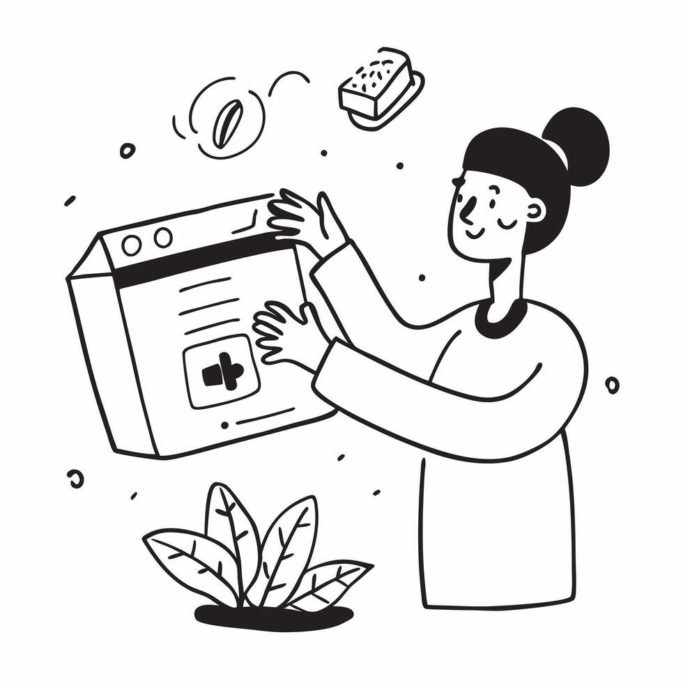 Influencer presenting a mockup vegan meal box concept as A food influencer presents a mockup vegan meal box highlighting delicious and nutritious plant based options Ideal for foo Dynamics vector