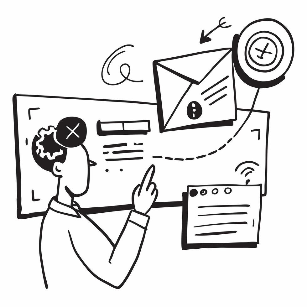 IT professional with email troubleshooting concept as An IT professionals profile blended with email troubleshooting symbolizing technical support and communication through emails Dynamics vector