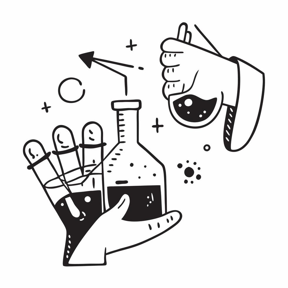 Lab technician with chemical samples concept as A lab technicians profile blended with chemical samples symbolizing the critical role of analysis and testing in the petrochemical i Dynamics vector