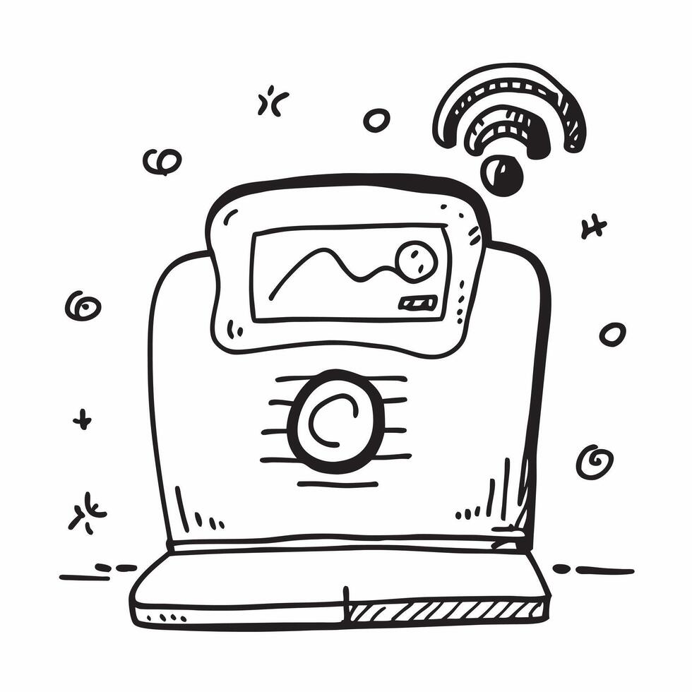 Laptop with Holographic 5G Icon and Network Icon concept as A photo depicting a laptop with a glossy glowing holographic 5G icon and network icon The objects are centrally positio Dynamics vector