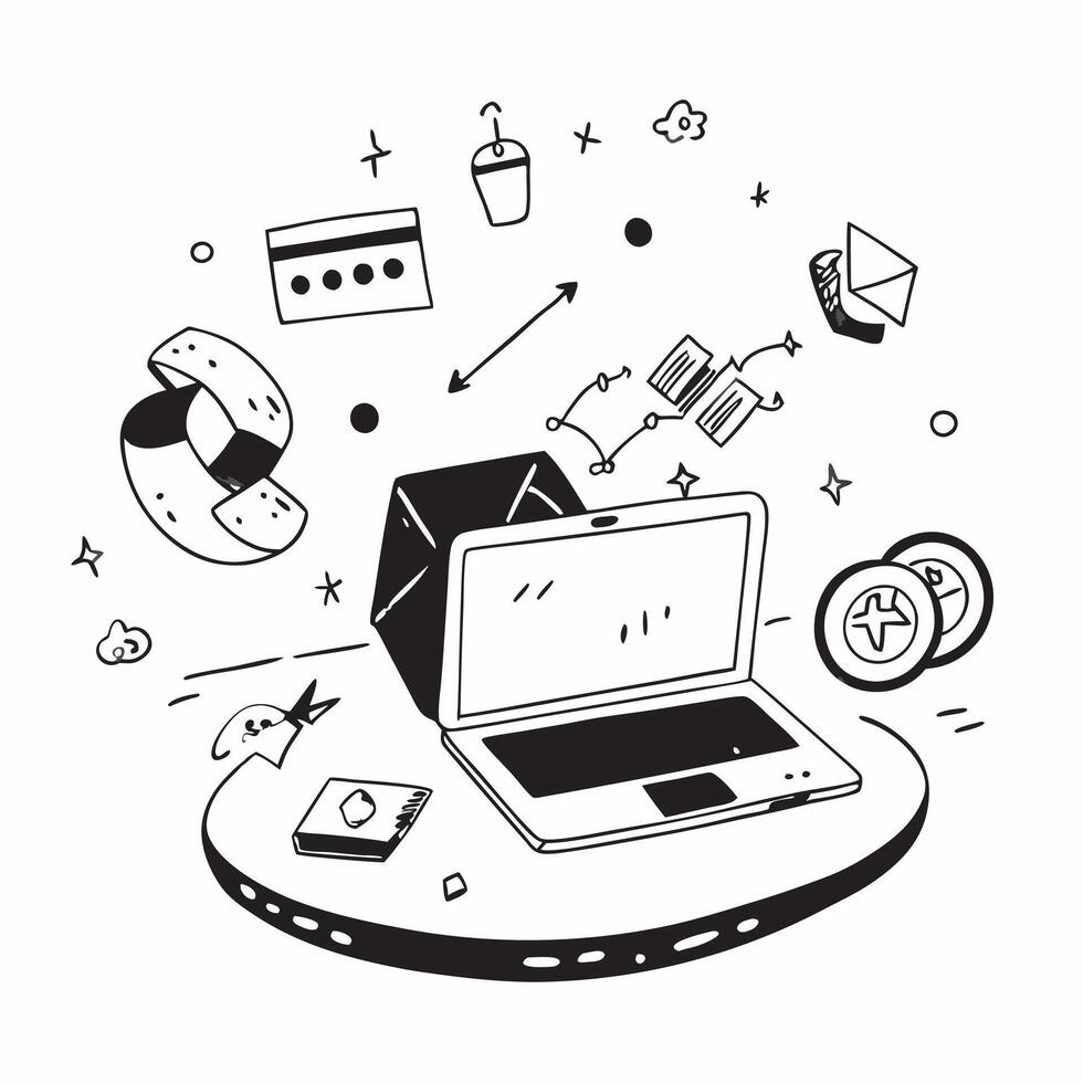 Laptop with holographic AI and business trip icons concept as Camera movement Pan across the laptop screen with a focus on glowing holographic AI and business trip icons Scene A m Dynamics vector