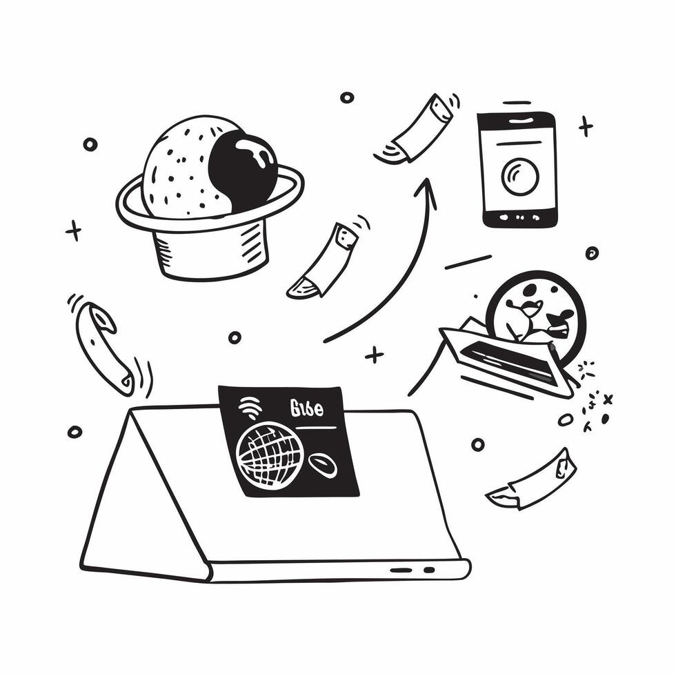 Laptop with holographic AI food plans and world food day icons concept as Camera movement Pan across the laptop screen with a focus on glowing holographic AI food plans and world f Dynamics vector