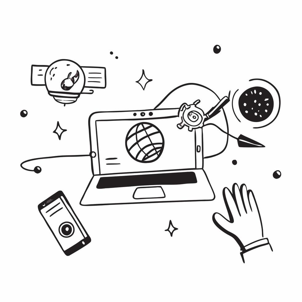 Laptop with holographic AI travel assistant and holiday planning icons concept as Camera movement Pan across the laptop screen with a focus on glowing holographic AI travel assista Dynamics vector