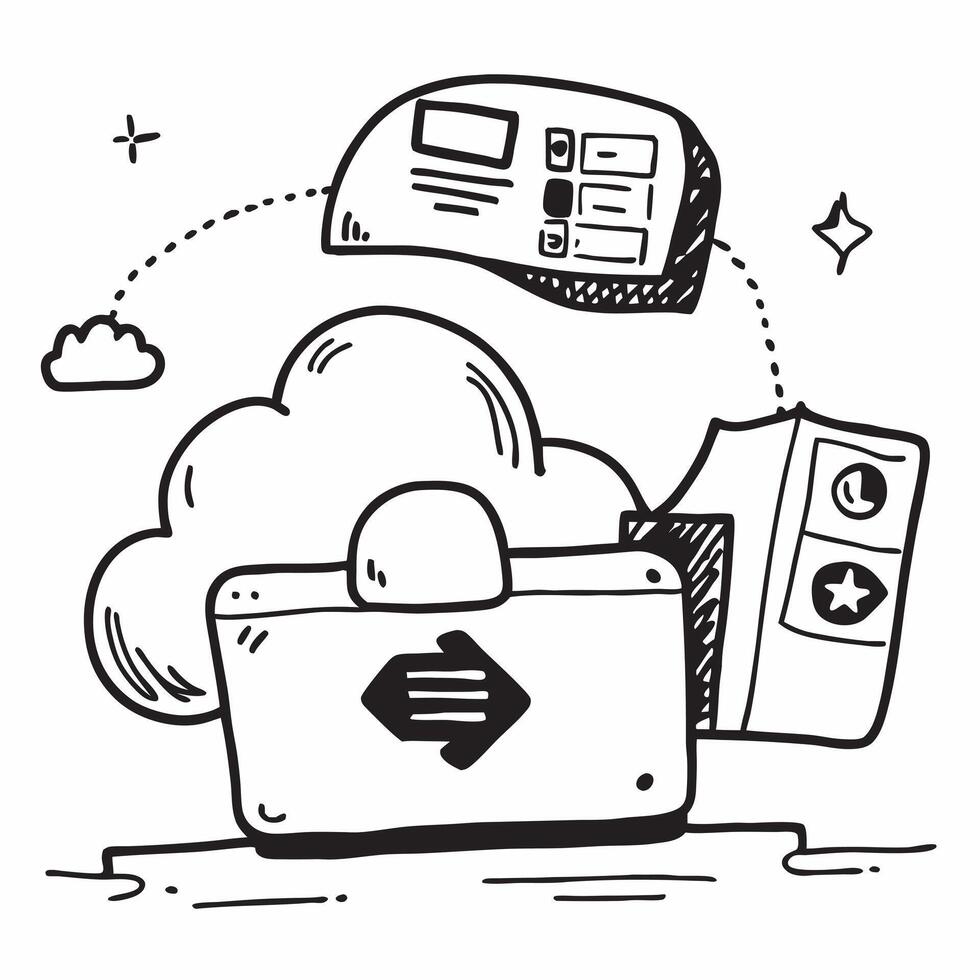 Laptop with Holographic Cloud Icon and Data Icon concept as A photo featuring a laptop with a glossy glowing holographic cloud icon and data icon The objects are positioned centra Dynamics Set 2 vector
