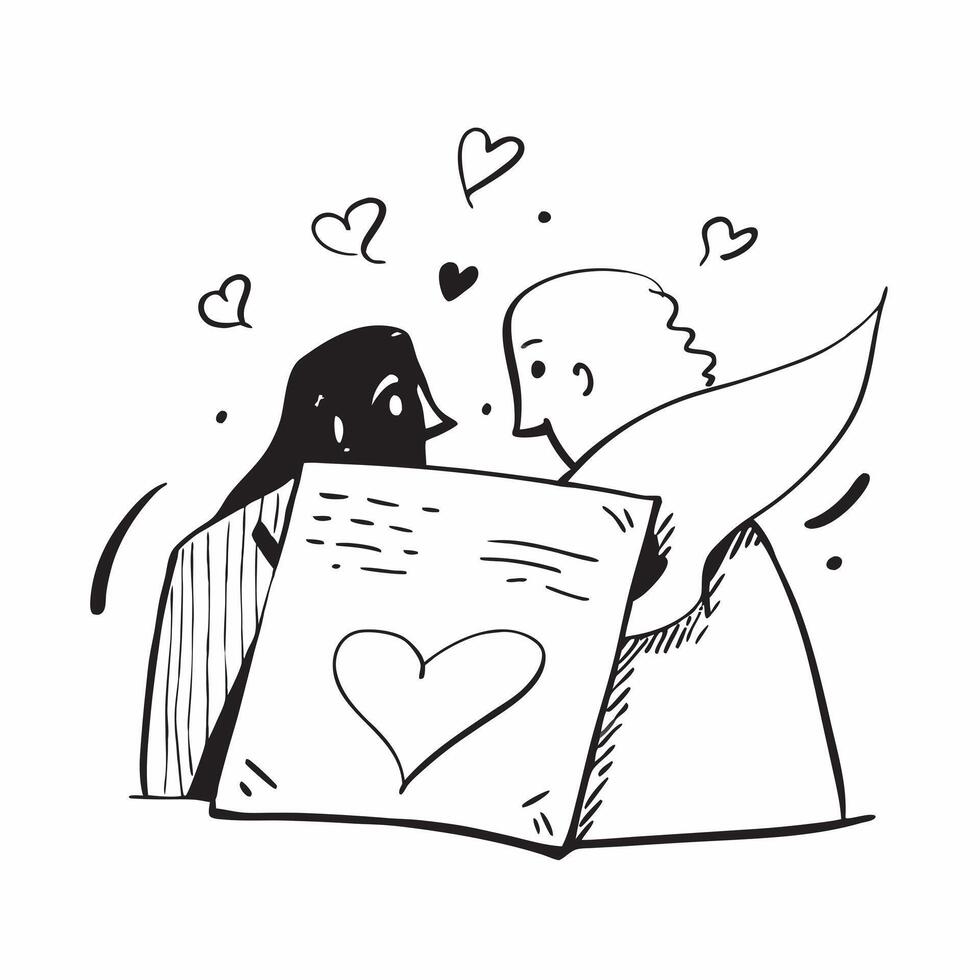 Lovers silhouette with a love letter concept as A lovers silhouette merged with a love letter symbolizing the romance and melancholy of farewells Ideal for romantic and emotional Dynamics vector