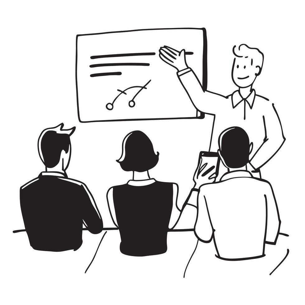 Manager conducting a team briefing in a modern office concept as A icon illustration of a manager conducting a team briefing in a modern office using a 3 color scheme to highligh Dynamic Dynamics vector