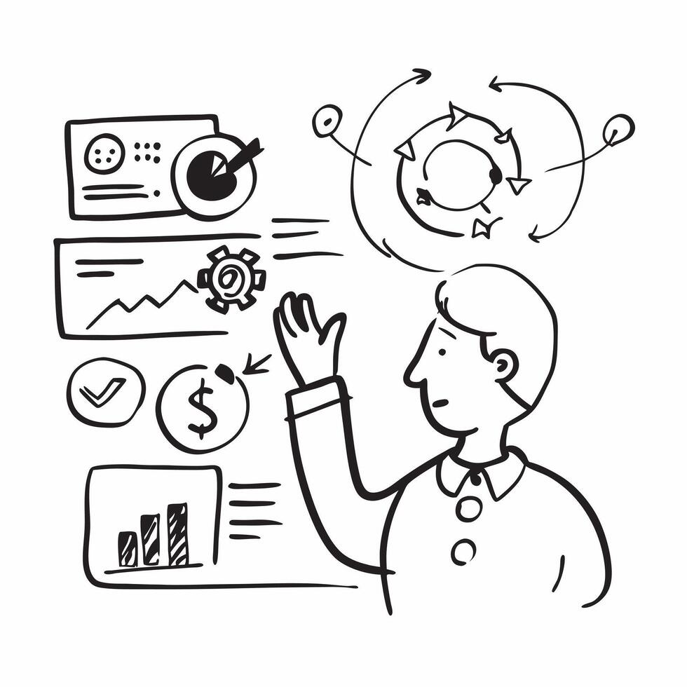 Manager with KPI dashboard concept as A managers profile combined with a KPI dashboard symbolizing key performance indicators and corporate success Ideal for corporate and busines Dynamics vector