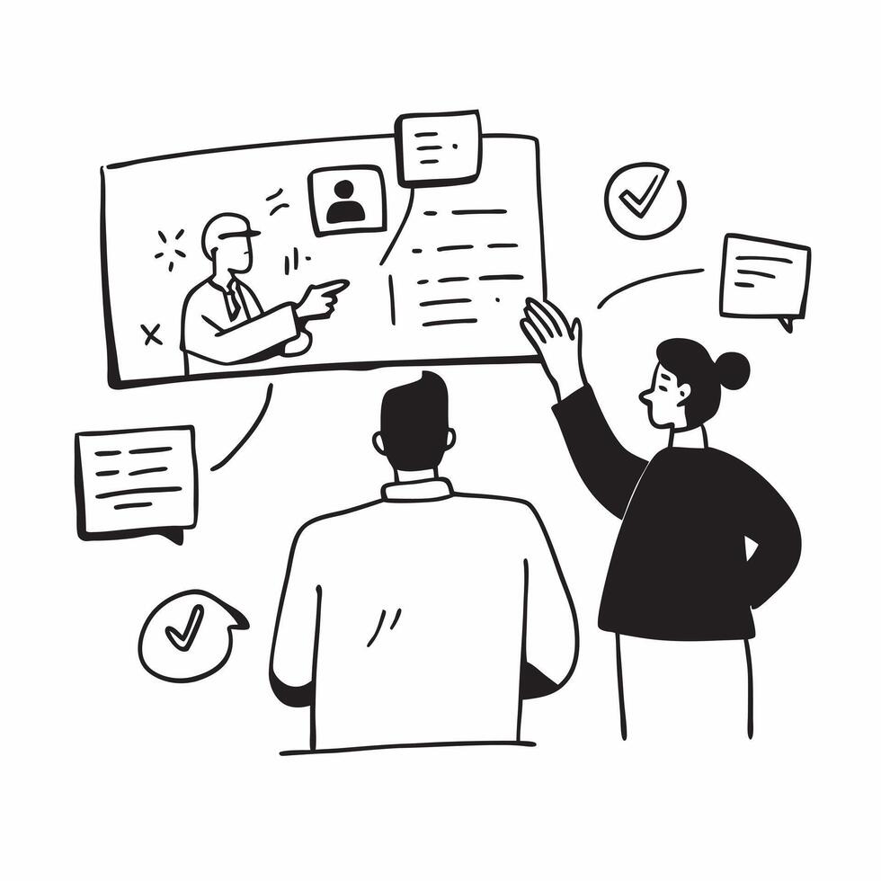 Marketing consultant leading a hybrid strategy workshop concept as A marketing consultant leading a hybrid strategy workshop with clients in the office and joining remotely showcas Dynamics vector