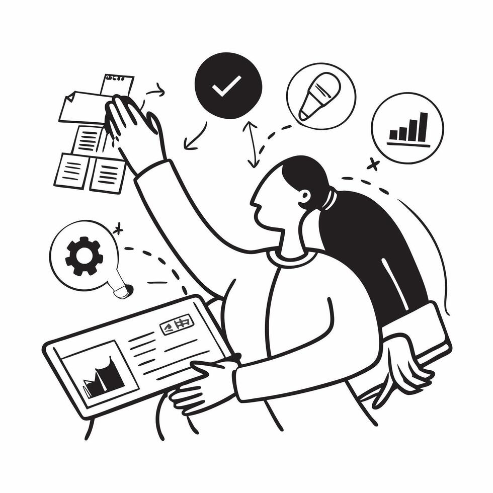 Marketing director enjoying a relaxing massage concept as A marketing director enjoying a relaxing massage while thinking about social media strategies highlighting relaxation and Dynamics vector
