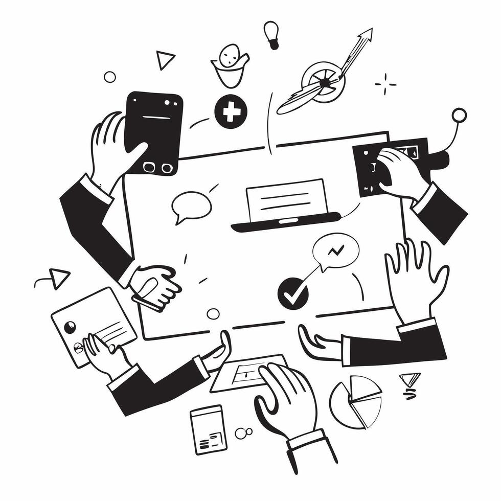 Marketing team collaborating on a brand strategy concept as A icon illustration of a marketing team collaborating on a brand strategy using laptops and digital tools with an 8 co Dynamic Dynamics vector