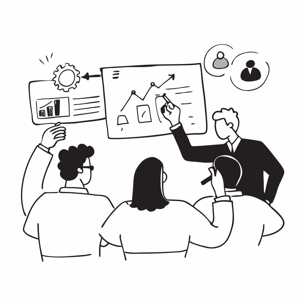 Marketing team collaborating on a social media campaign plan concept as A marketing team in a conference room collaborating on a social media campaign plan using charts and graphs Dynamic Dynamics vector