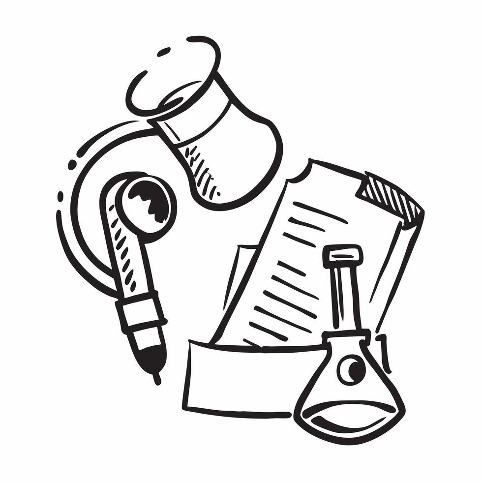 Microscope and Test Tube with Research Wording concept as A detailed illustration of a microscope and a test tube symbolizing research and scientific study The word Research is pr Dynamics vector