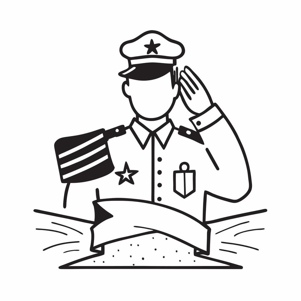 Military officer double exposure with flag concept as A military officers profile merged with a flag representing military responsibility and patriotism Perfect for military and d Dynamics vector