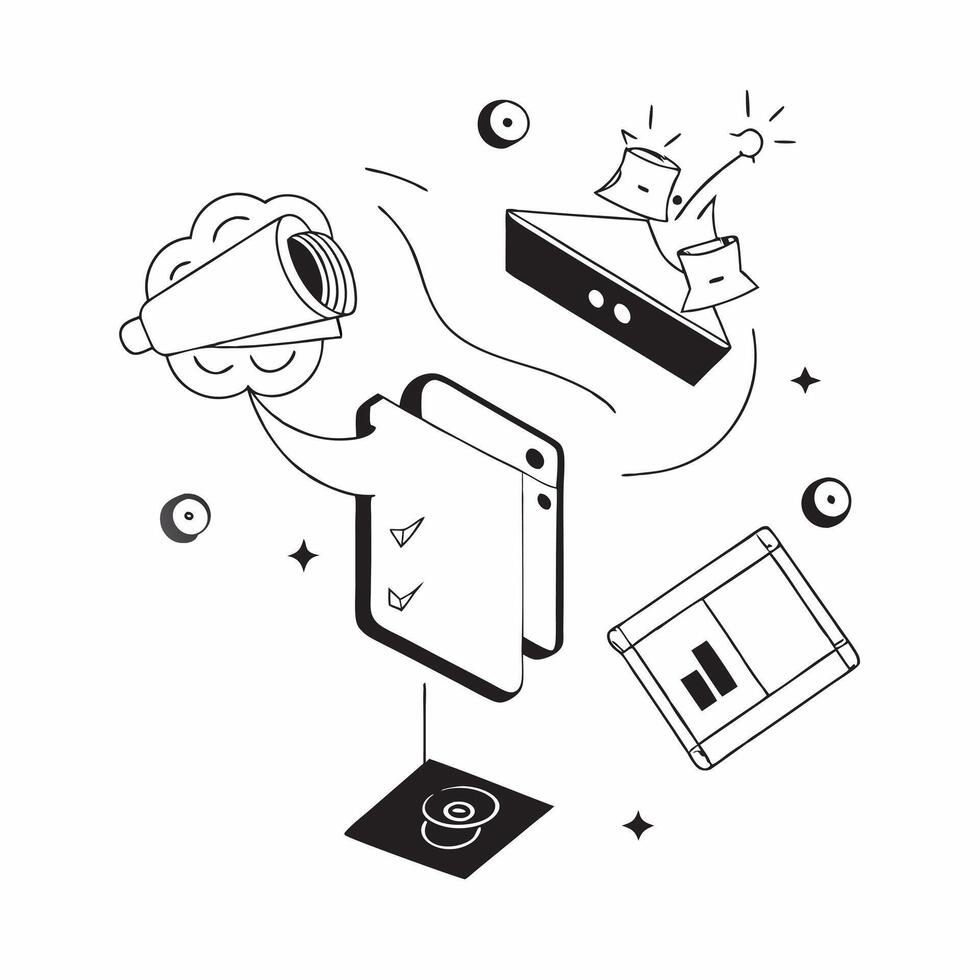 Mobile phone with holographic AI forecasting and finance icons concept as Camera movement Rotate around the mobile phone with a focus on glowing holographic AI forecasting and fina Dynamics vector