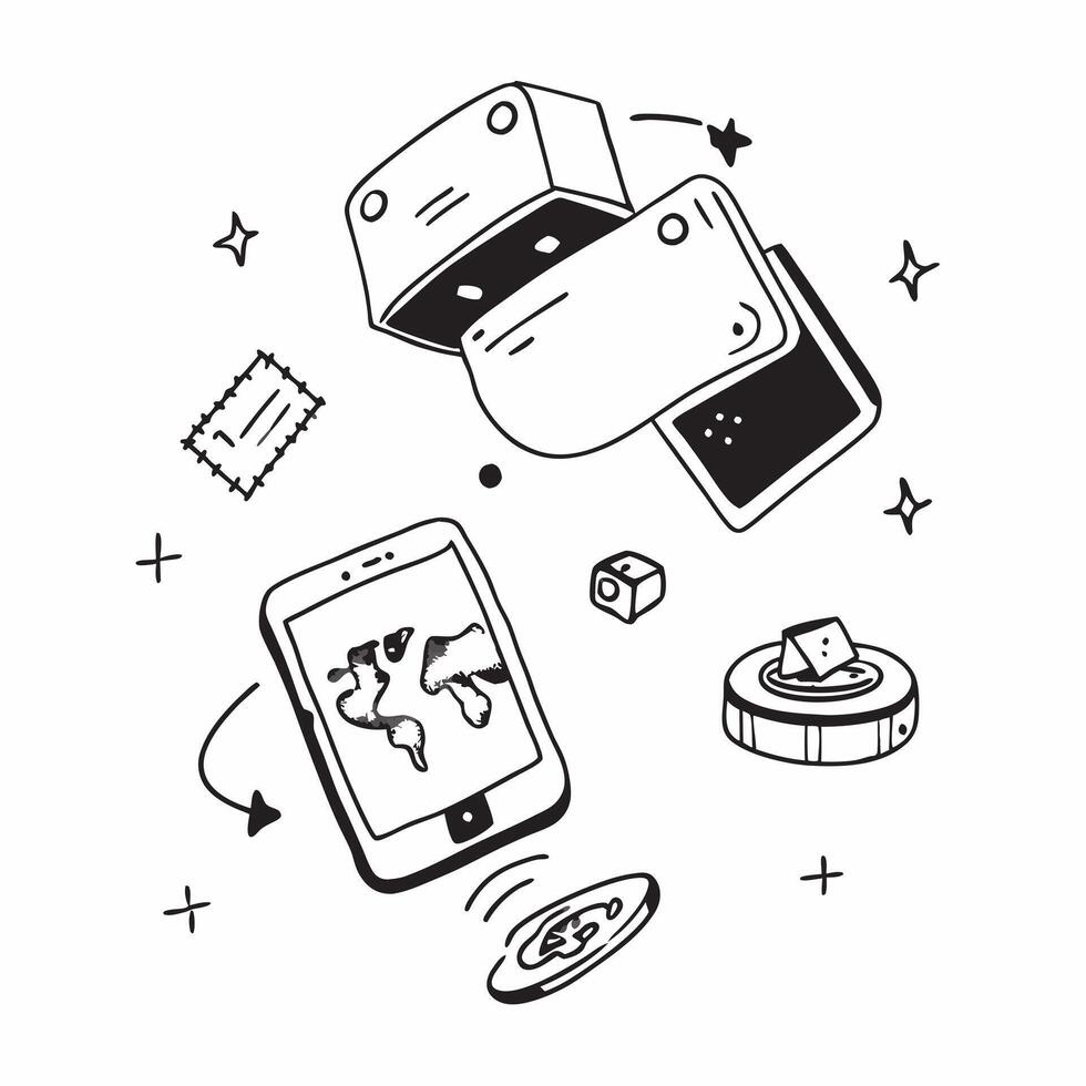 Mobile phone with holographic AI holiday booking and travel icons concept as Camera movement Rotate around the mobile phone with a focus on glowing holographic AI holiday booking a Dynamics vector