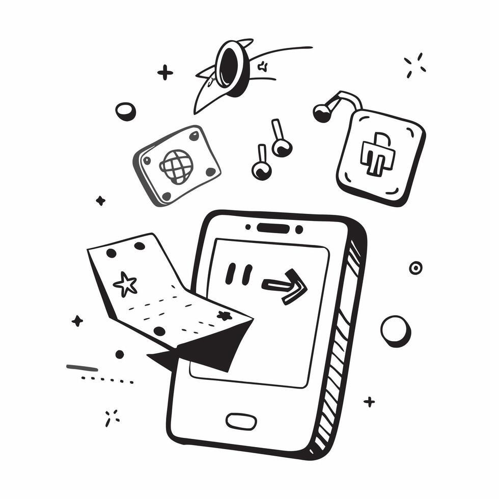 Mobile phone with holographic AI holiday booking and travel icons concept as Camera movement Rotate around the mobile phone with a focus on glowing holographic AI holiday booking a Dynamics Set 9 vector