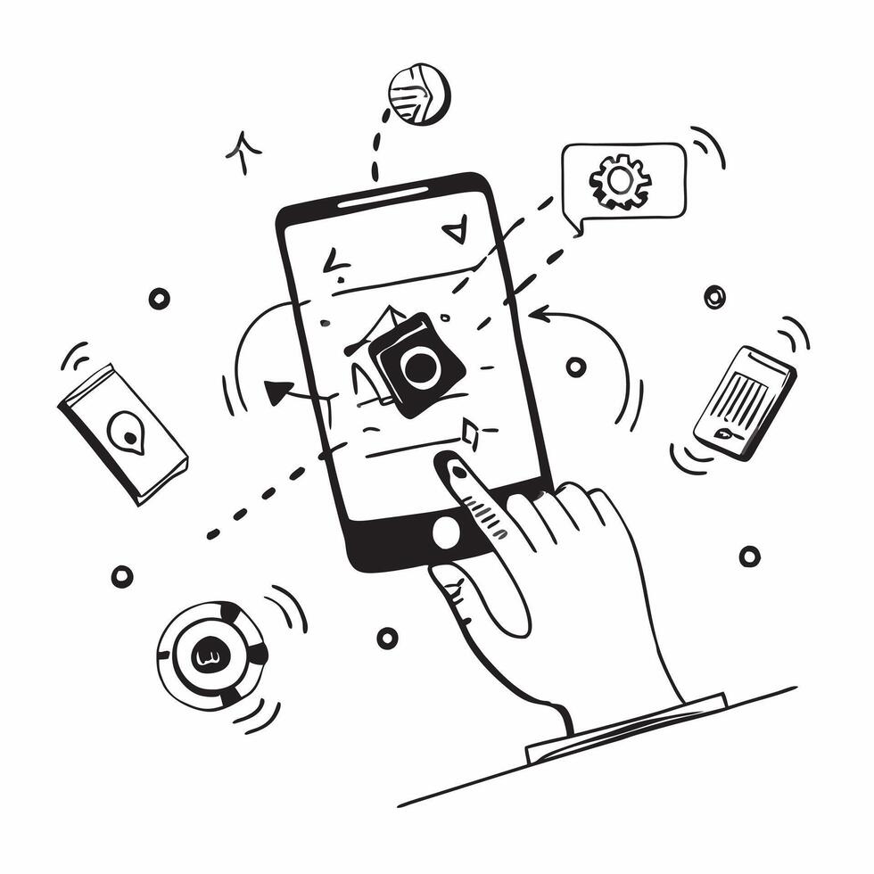 Mobile phone with holographic antivirus and encryption icons concept as Camera movement Rotate around the mobile phone with a focus on glowing holographic antivirus and encryption Dynamics vector