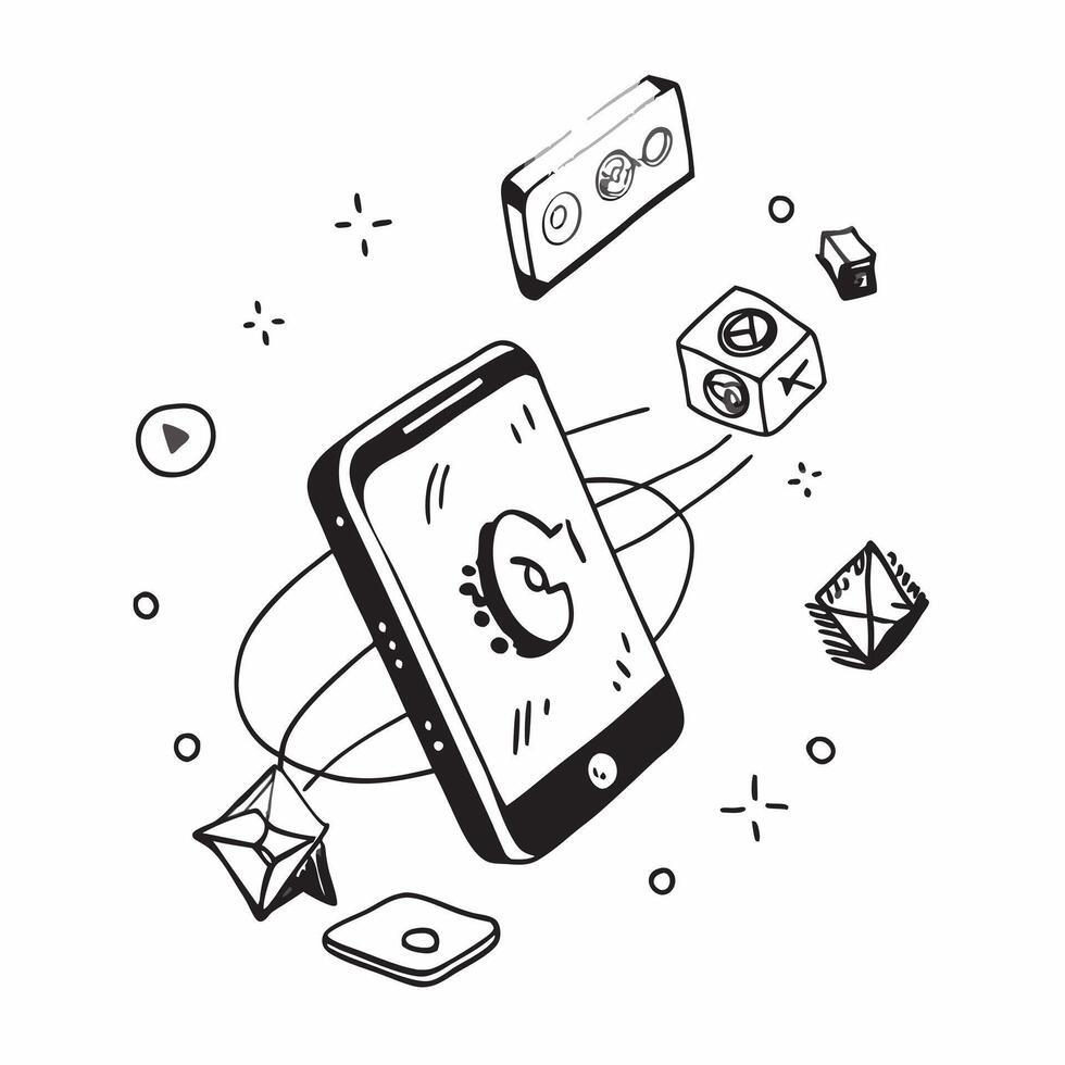 Mobile phone with holographic cyber security icons concept as Camera movement Rotate around the mobile phone with a focus on glowing holographic cyber security icons Scene A tech Dynamics vector