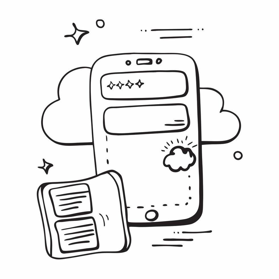 Mobile Phone with Holographic Cloud Icon and Database Icon concept as A photo depicting a mobile phone with a glossy glowing holographic cloud icon and database icon The objects a Dynamics vector